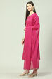 Magenta Floral Foil Printed Straight Suit Set image number 5