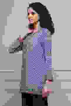 Blue Art Silk Printed Straight Short Kurta image number 2