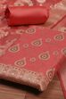Red Chanderi  Unstitched Suit Set image number 1
