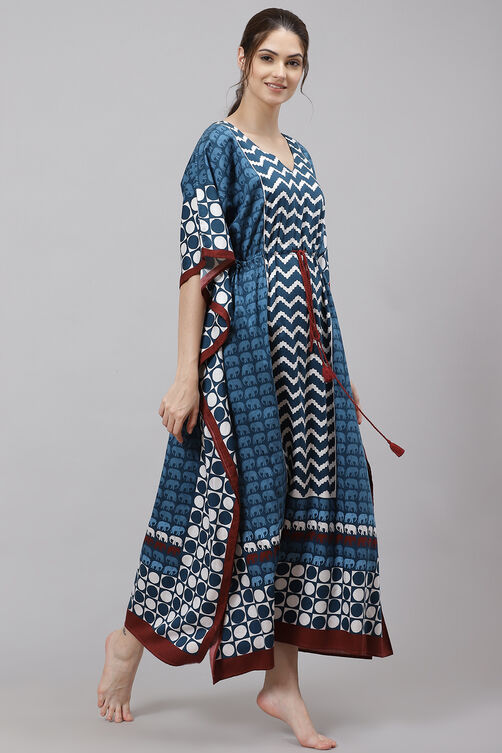 Indigo Straight Cotton Printed Sleepwear image number 3