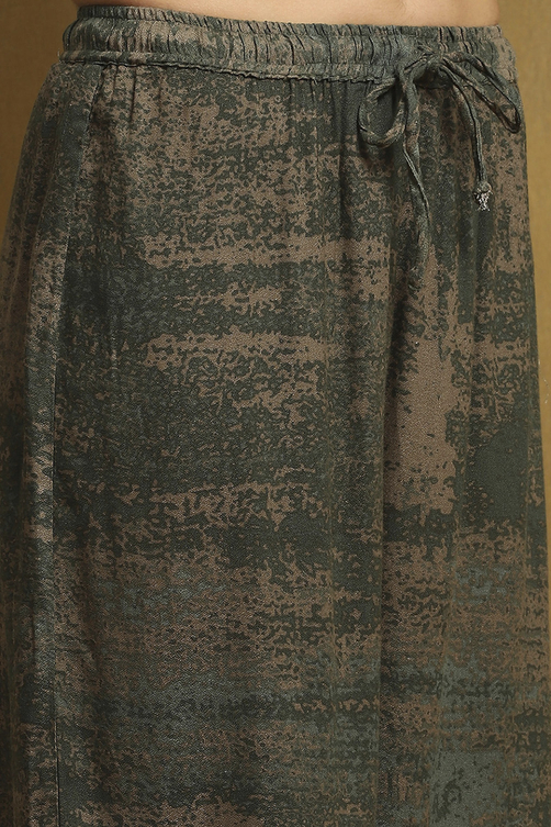 Olive Green Hand-Block Printed Straight Co-ord Set image number 2