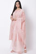 Peach Cotton Organza Straight Kurta Churidar Suit Set image number 0