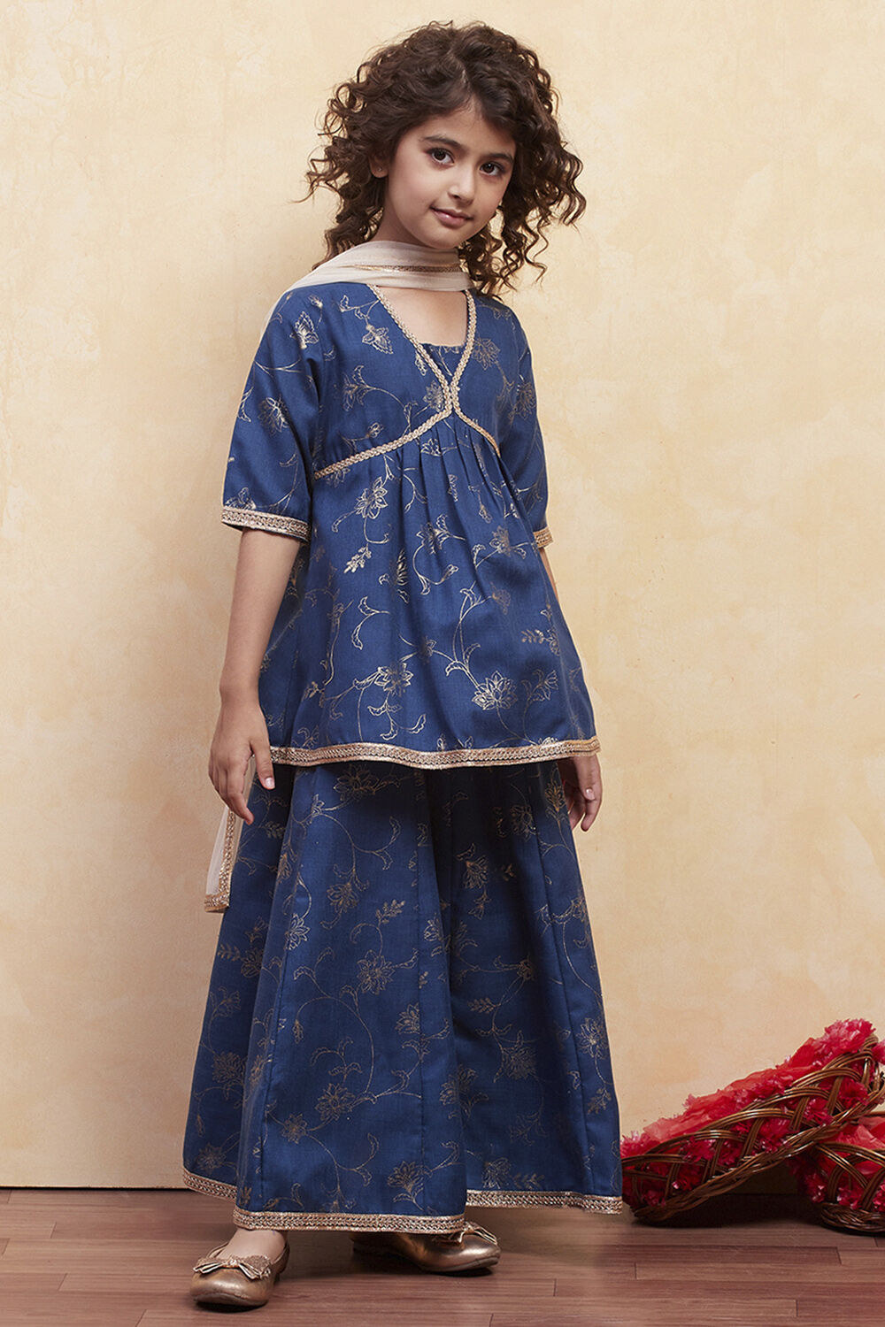 Blush Pink Printed Peplum Lehenga Set image number 5