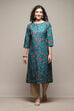 Fuchsia Cotton Straight Printed Kurta image number 0