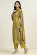 Lime Viscose Blend Embroidered Unstitched Suit Set image number 4