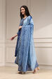 Blue Dyed Printed Straight Suit Set image number 3