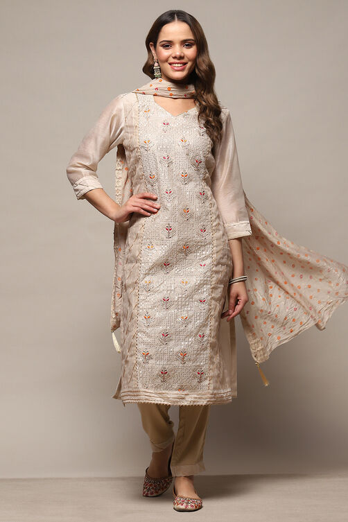 Pink Modal Unstitched Suit Set image number 1
