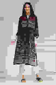 Black Printed Straight Kurta image number 0