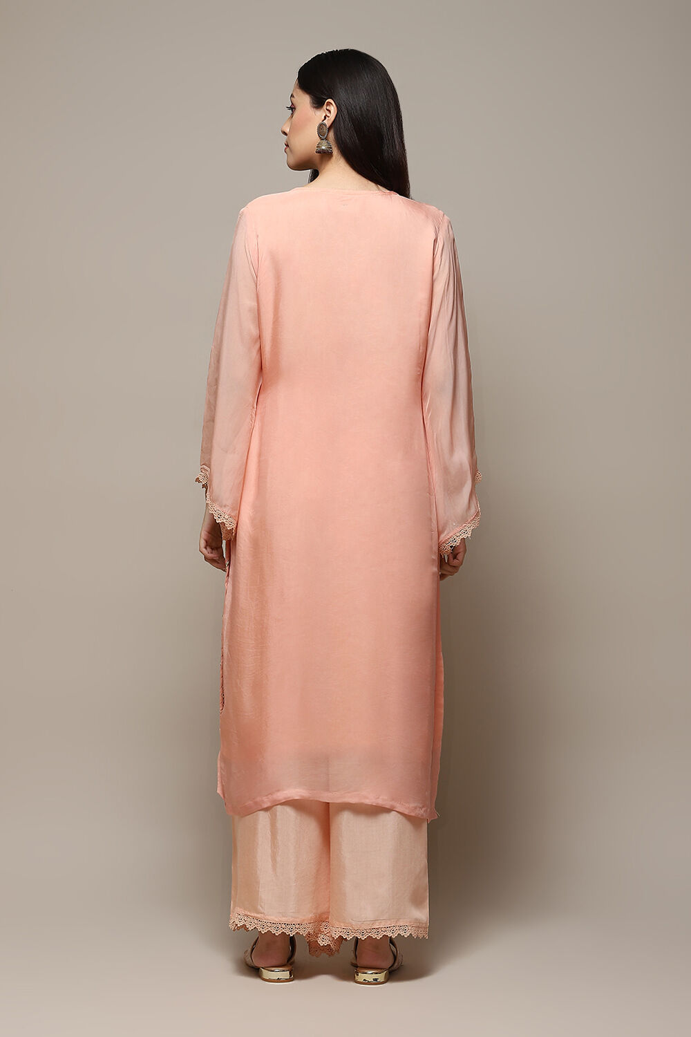 Peach Organza Printed Unstitched Suit Set image number 5