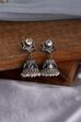 Navy White Brass Jhumkas image number 2