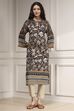 Navy Blue Printed Straight Kurta image number 5