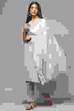 Blue Viscose Straight Kurta Pants Suit Set image number 0