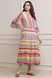 Off White Cotton Blend Tiered Dress image number 4