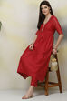 Red Flared Poly Modal Fusion Wear 2 Piece Set