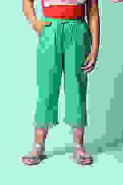 Green Cotton Blend Capris image number 5