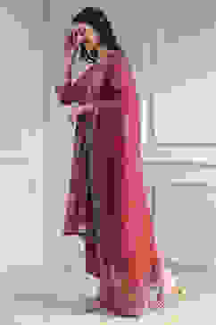 Red Cotton Printed Straight Suit Set image number 3