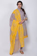 Yellow Cotton Asymmetric Kurta Churidar Suit Set image number 3