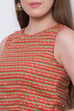 Red Metallic Cotton Crop Printed Top image number 1