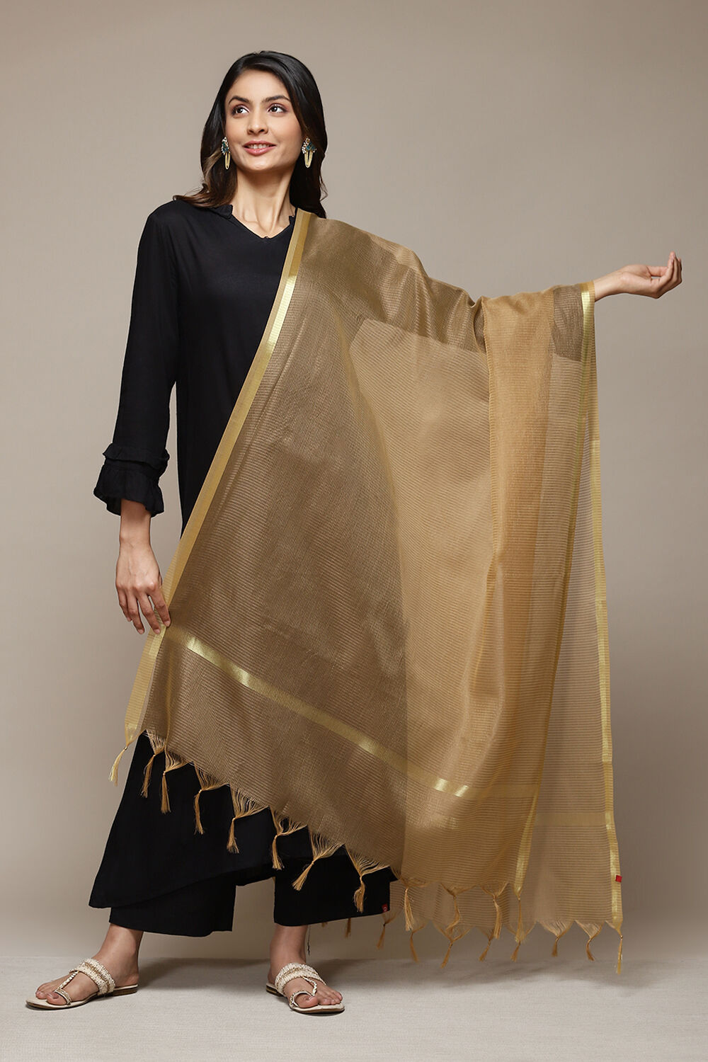 Light Brown Cotton Blend Dupatta image number 0