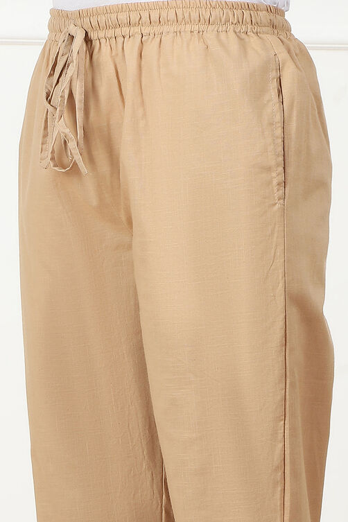 White Cotton Regular Solid Pants image number 1