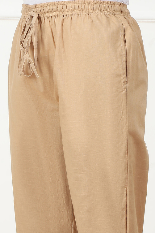 White Cotton Regular Solid Pants image number 1
