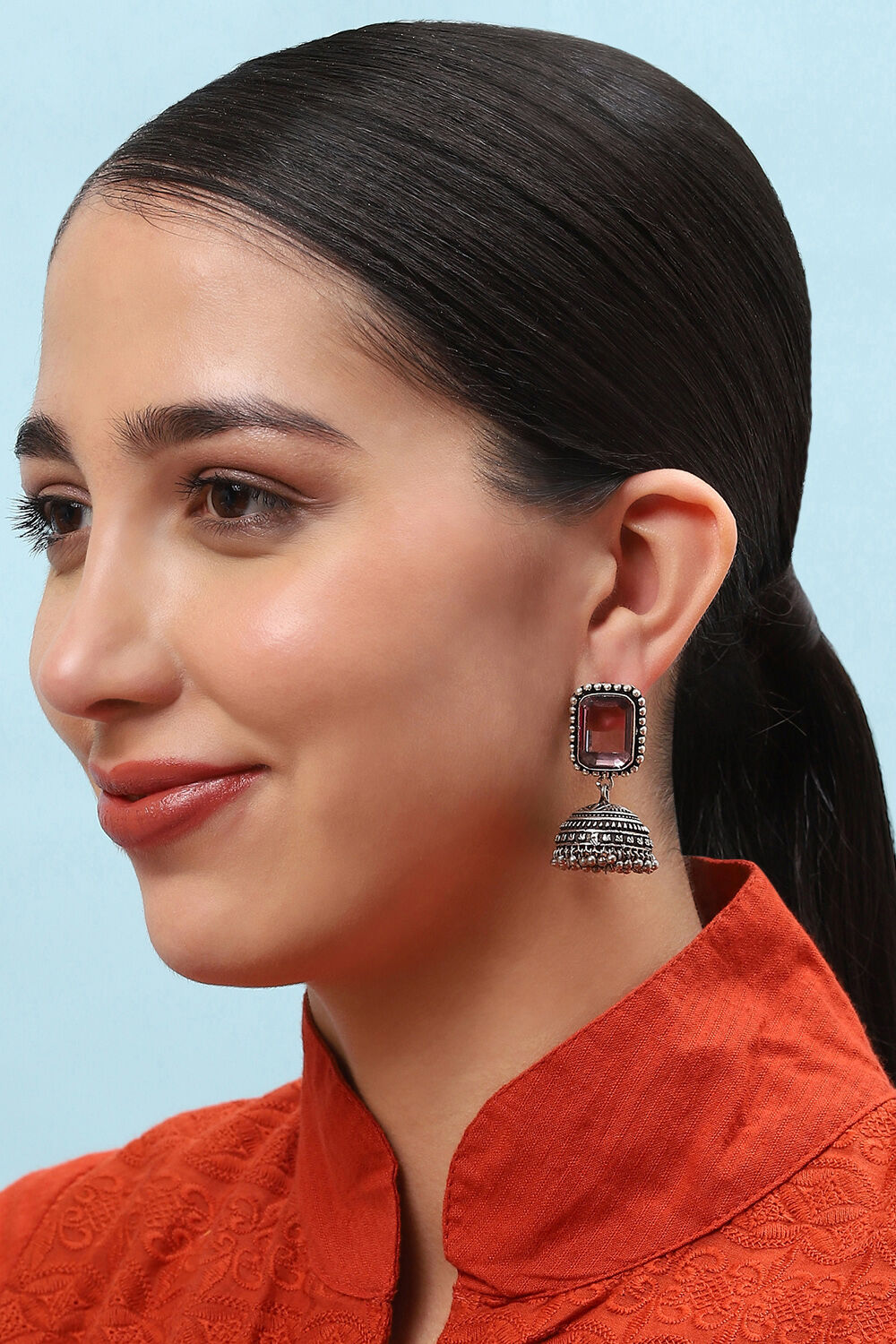 Rhodolite Brass Earrings image number 1