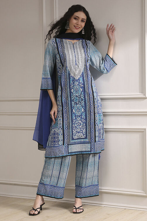 Brown Cotton Printed Straight Suit Set image number 0