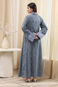 Blue & White Jalabiya Kaftan image number 3