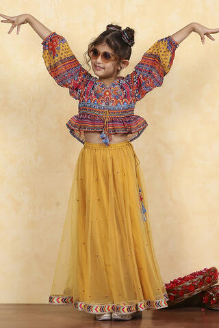 BIBA Polyester Lehenga Set in Yellow