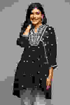 Black Rayon Printed Kurti image number 5