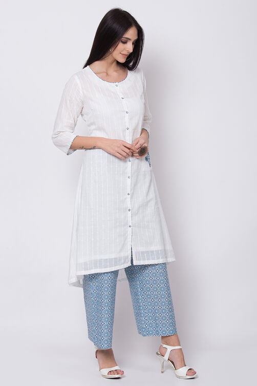 Fuchsia Cotton A-Line Kurta Palazzo Suit Set image number 4