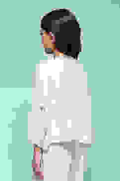 Off White Viscose Straight Solid Top image number 4