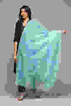 Turquoise Cotton Blend Dupatta image number 0