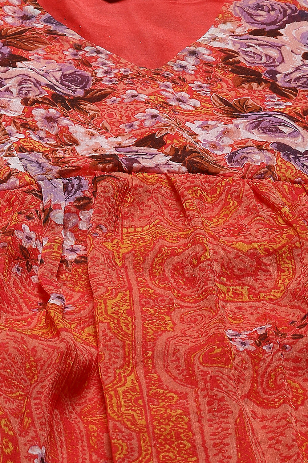 Coral Viscose Flared Kurta Set image number 1