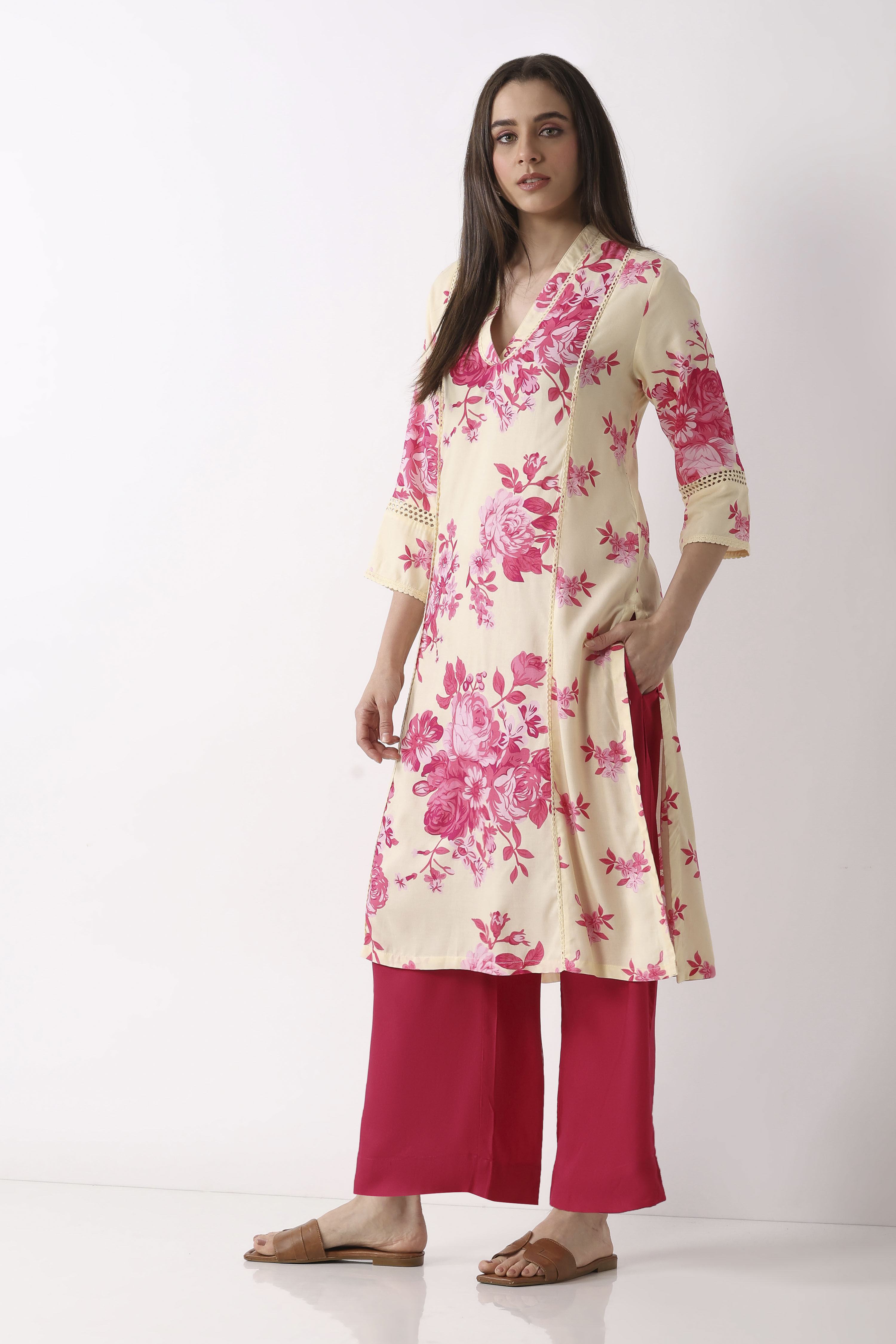 Fuschia Rayon Palazzo image number 6