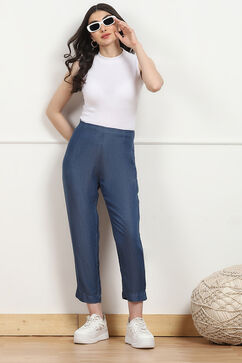 Light Blue Tencel Yarndyed Narrow Pant image number 0