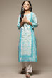 Blue Cotton Straight Printed Kurta