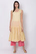 Mint Green Poly Metallic Cotton Flared Printed Kurta image number 4