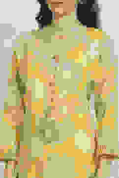 Yellow Cotton Printed Unstitched Suit Set image number 2