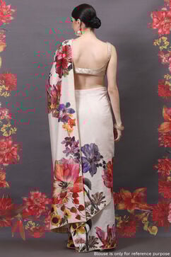 Rohit Bal Off White Cotton Silk Printed Saree image number 4