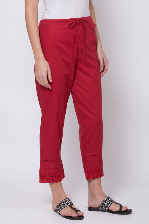 White Cotton Solid Pant image number 3