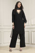 Black Solid Relaxed Straight Suit Set image number 0