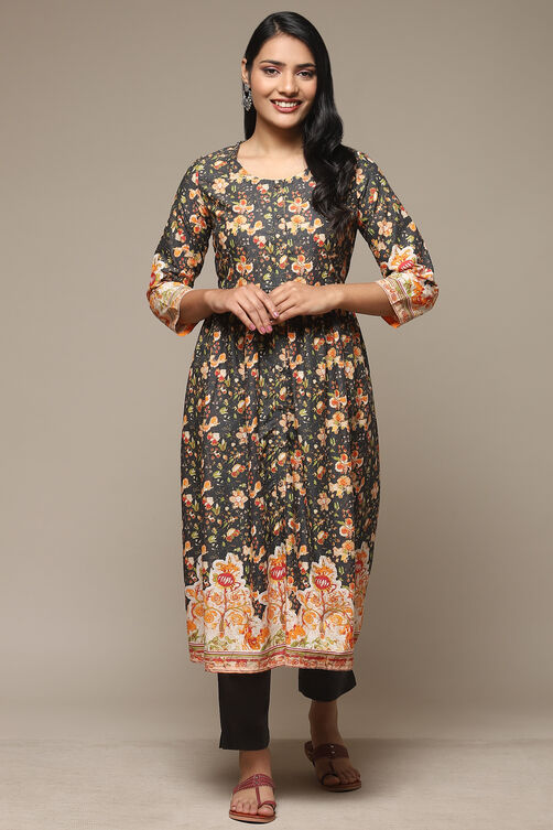 Blue Cotton Gathered Kurta Pants 2 Piece Set image number 6