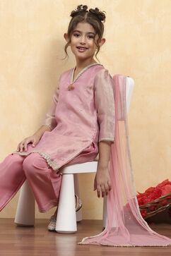 Pink Tissue Dyed A-Line Suit Set image number 5