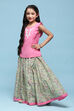 Purple Cotton Straight Printed Kurta Skirt Suit Set image number 3