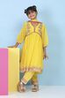 Yellow Cotton Solid Kalidar Suit Set image number 6
