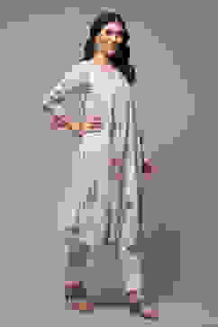 Ivory LIVA Straight Printed Kurta image number 4