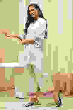 Off-White Cotton Asymmetric Co-ord Set image number 3