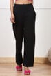Black Solid Relaxed Fit Pants image number 2