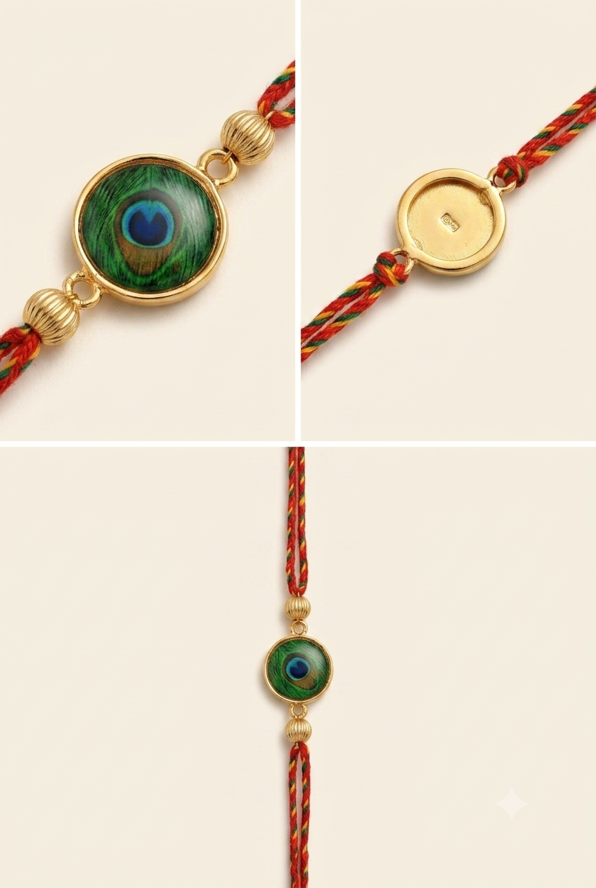 Red Morpankh Crystal Rakhi image number 0